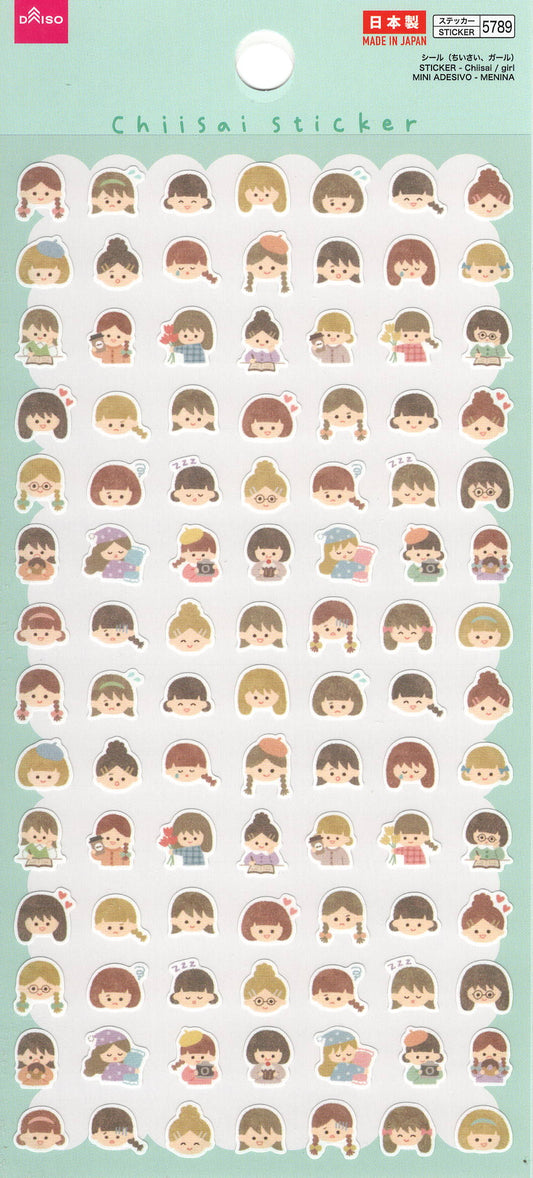 Sticker kawaii giapponesi Stikkoo Chiisai Girl con bambine e ragazze in vari stili, adesivi originali made in Japan