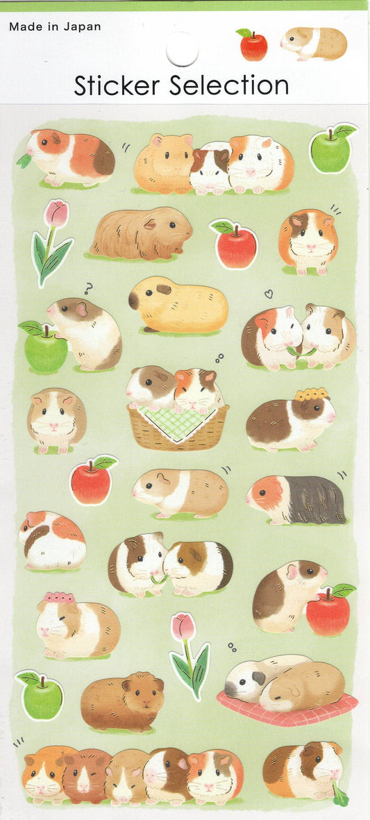 Sticker kawaii giapponesi Stikkoo con porcellini d’India, cavie colorate e simpatiche, adesivi originali made in Japan